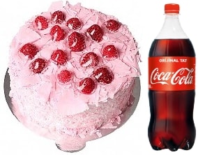 4 ile 6 Ki�ilik Frambuazl� ya� pasta 1 litre cola